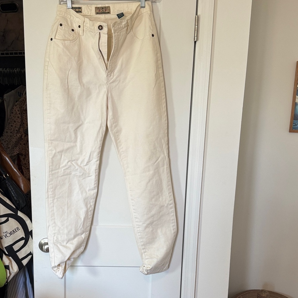 Express Cream Straight Leg Jeans